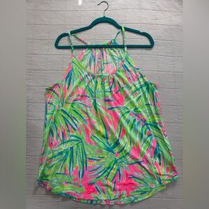 Lilly Pulitzer Tank Pink Green Palms